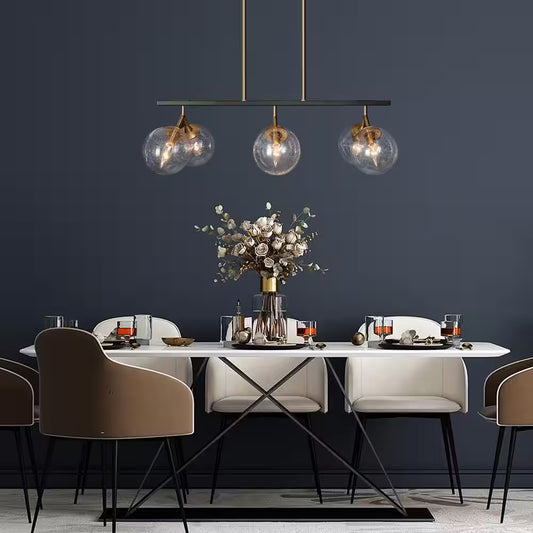 Farmhouse Black Kitchen Chandelier, 28.5 In. 6-Light Mid-Century Modern Plated Gold Dining Room Island Globe Chandelier