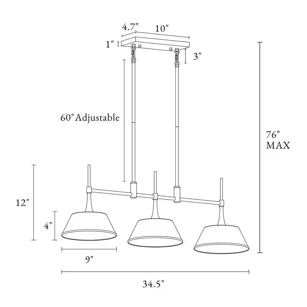 Idaikos Modern 3-Light White and Gold Chandelier Island Light with Bell Metal Shades for Dining Room Kitchen Island