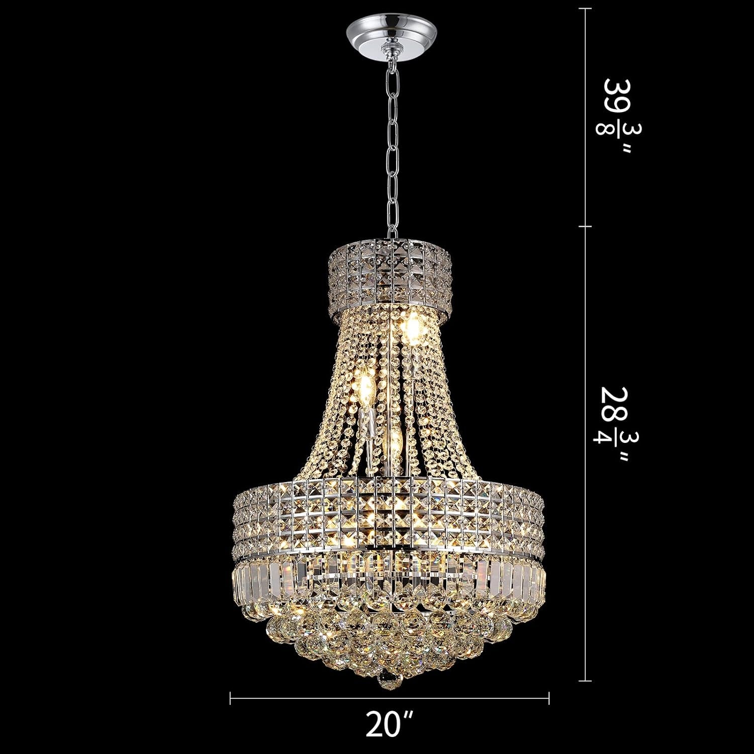 Crystal Chandeliers for Dining Room K9 Modern Crystal Chandelier Classic Luxury Imperial Style 9 Lights Chandelier Ceiling Dining Room Living Room Indoor Bedroom Chandelier E12 Base (Silver, D20 In)