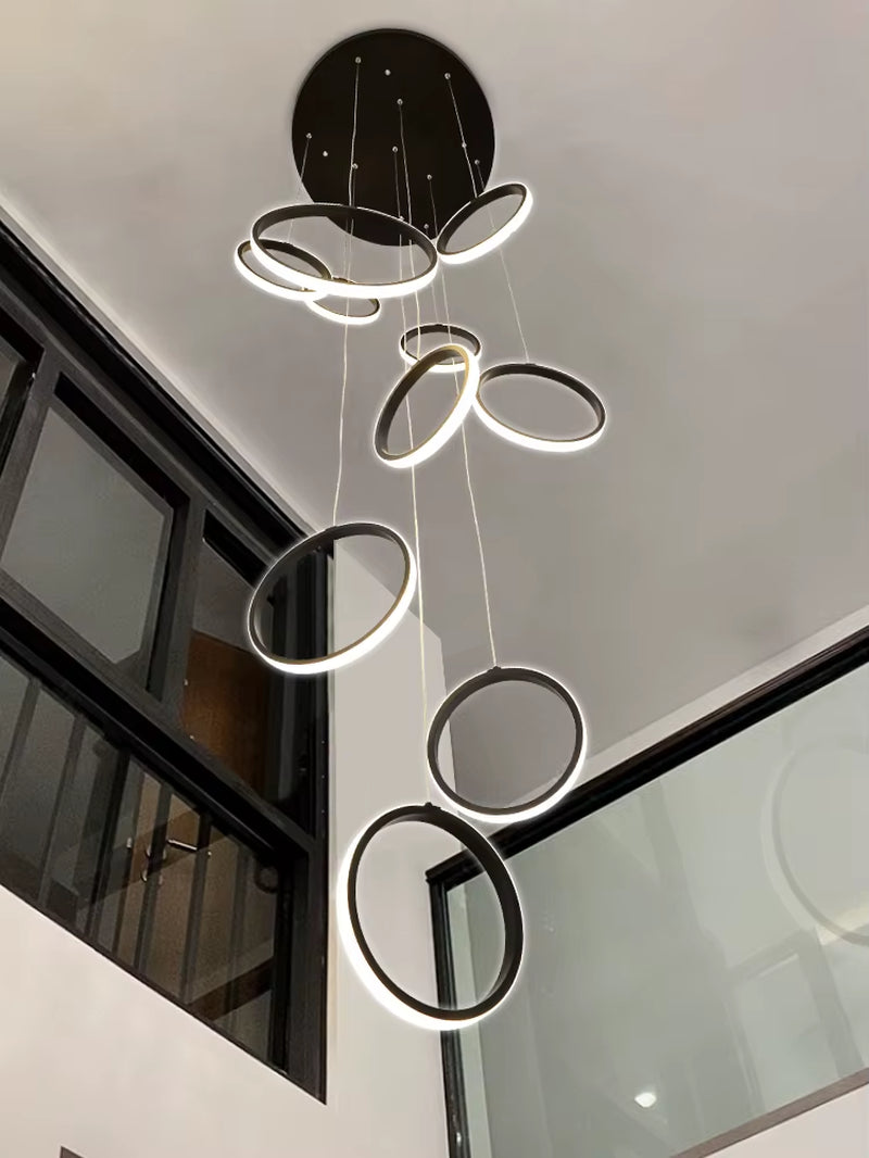 2024 Modern LED Chandelier Household Lighting Circular Ring Ceiling Chandelier Suspension Lamp Villa Nordic Staircase Chandelier