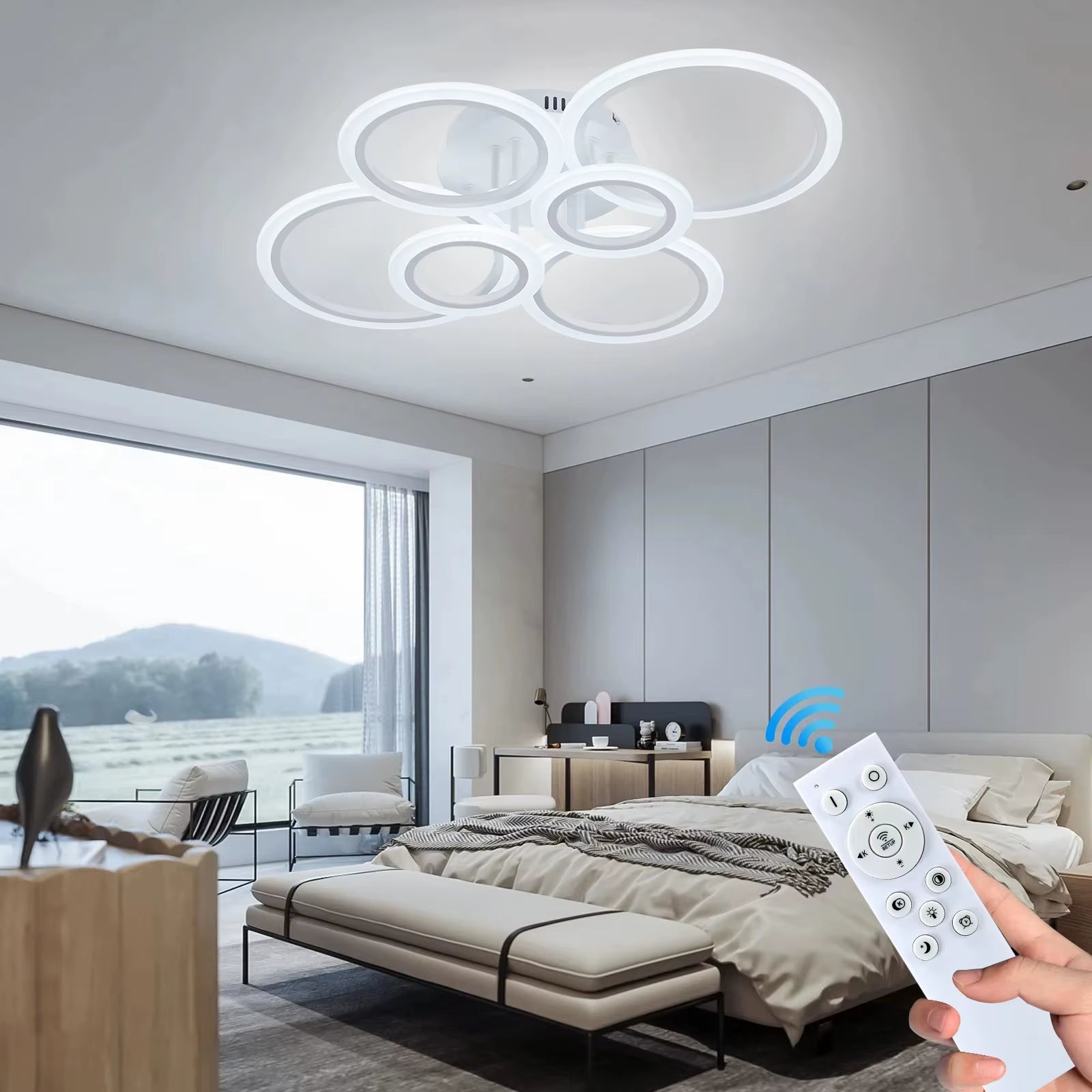 Modern LED Chandelier Home Lighting Ring Ceiling Mount Chandelier Living Room Bedroom Lighting Chandelier