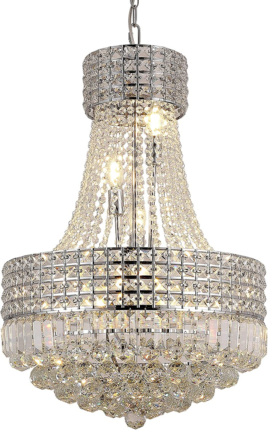 Crystal Chandeliers for Dining Room K9 Modern Crystal Chandelier Classic Luxury Imperial Style 9 Lights Chandelier Ceiling Dining Room Living Room Indoor Bedroom Chandelier E12 Base (Silver, D20 In)