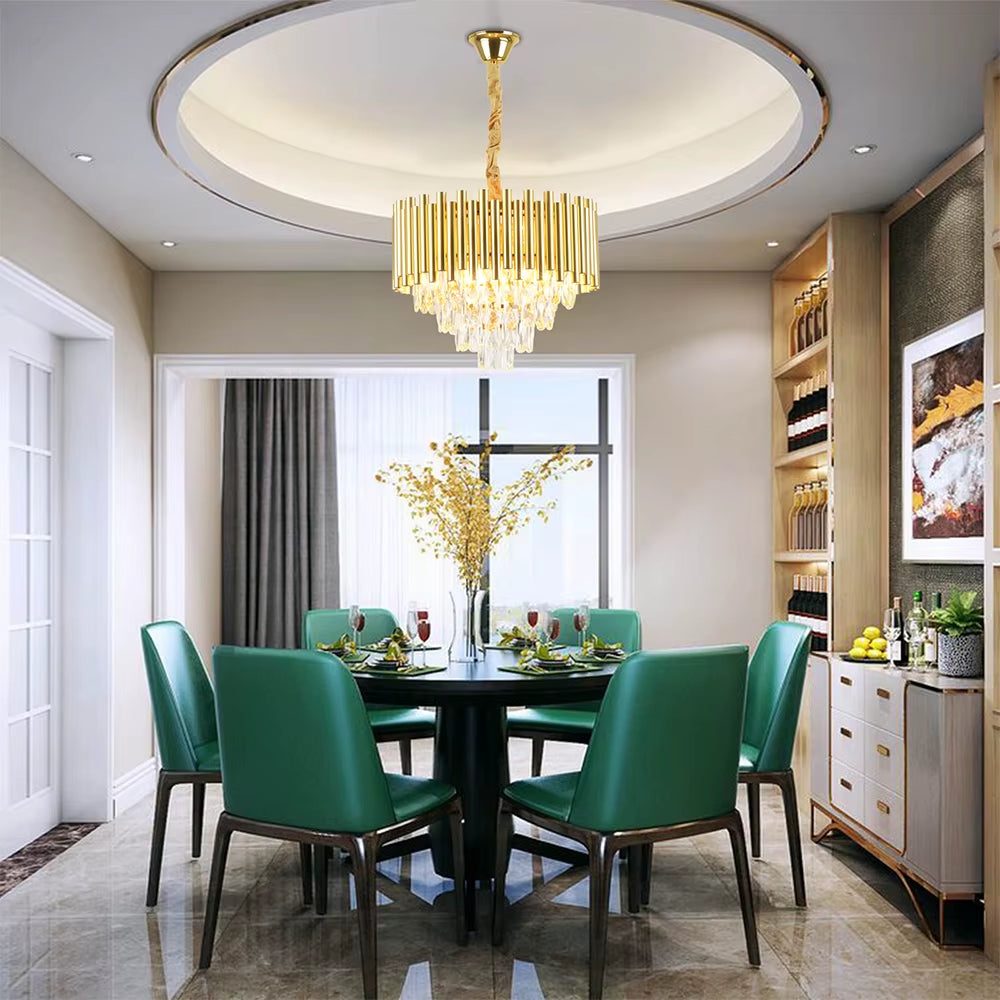 LOYALHEARTDY 4 Layer Crystal Chandelier Flush Installation Elegant Golden Chandelier Ceiling Light Chandelier 110-120V