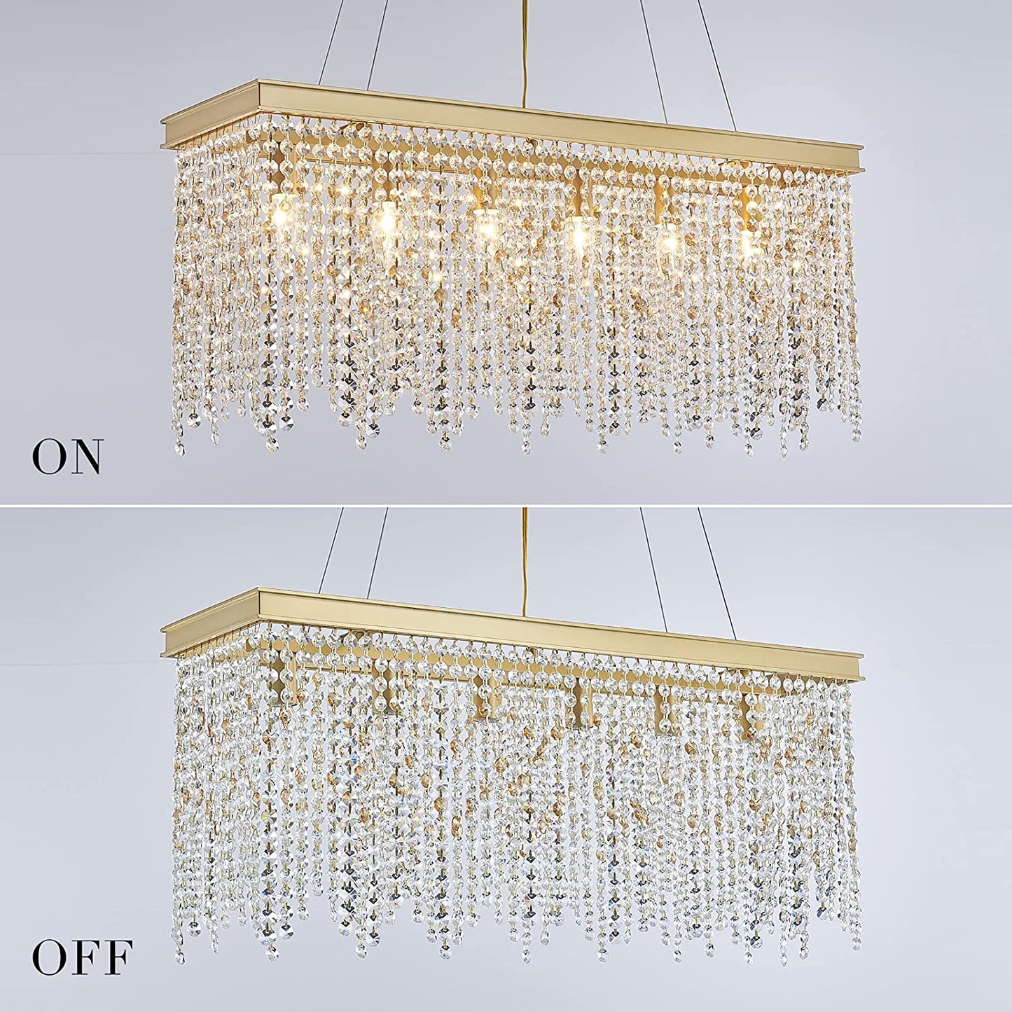 Gold Chandeliers Luxury Modern Crystal Chandelier Light Fixtures for Dining Room Kitchen Island Living Room L30 6-Lights UL Listed